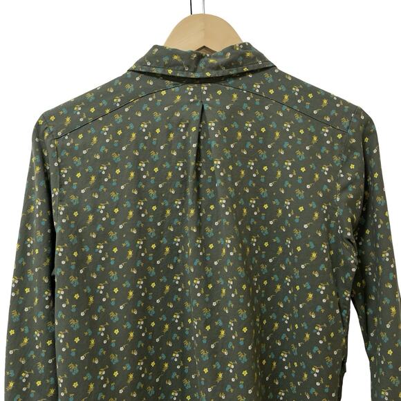 PrAna Womens Salinda Ditsy Floral Button Up Top Size S Olive Organic Cotton - Picture 4 of 10